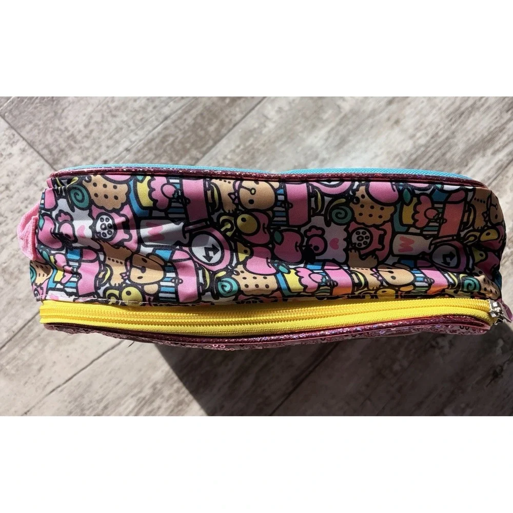 Hello Kitty Brand Lunch Box Sequinned with Bottle Holder Insulated Double Zipper